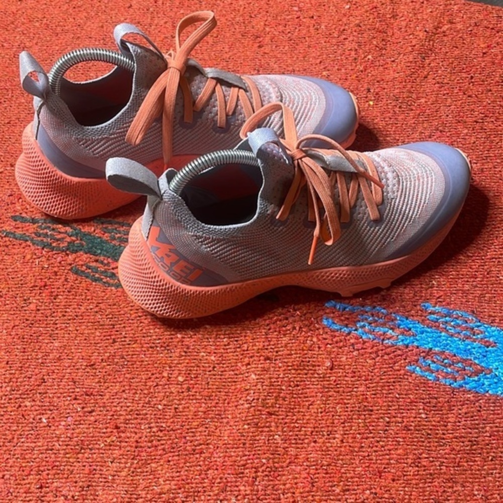 REI CO-OP Flash Swiftland MT Trail‎ Womens Size 8.5 Grey Orange Trail Shoes